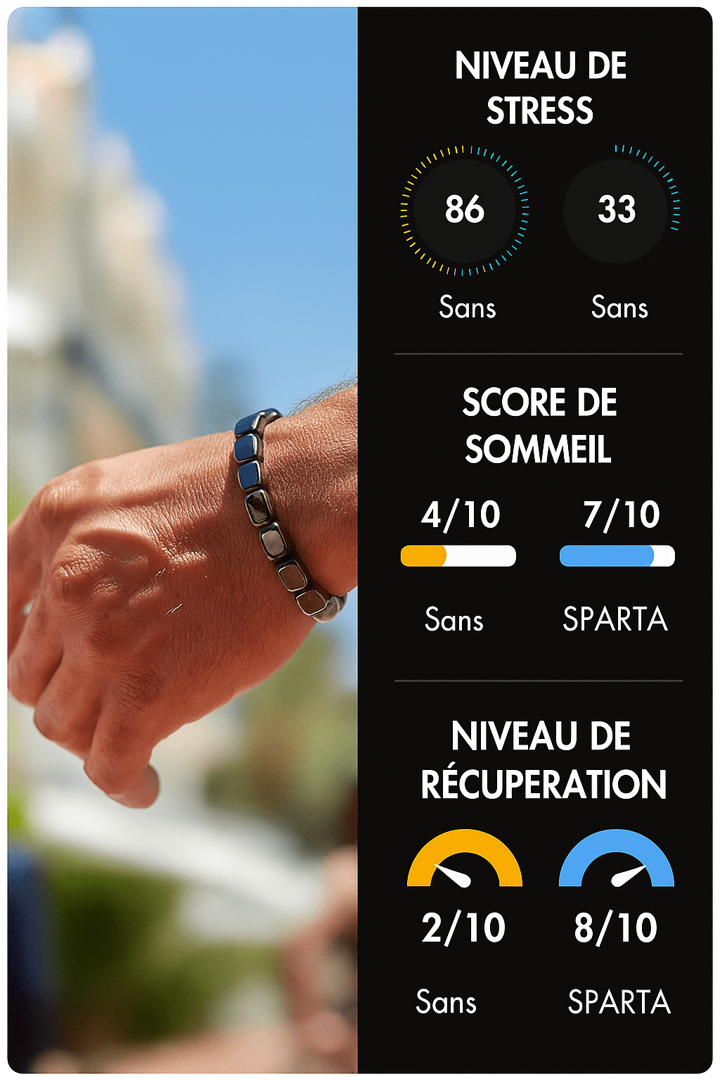 Bracelet Hematite Sparta Noir